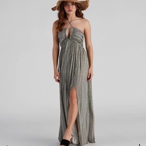 Linen Halter Maxi Dress